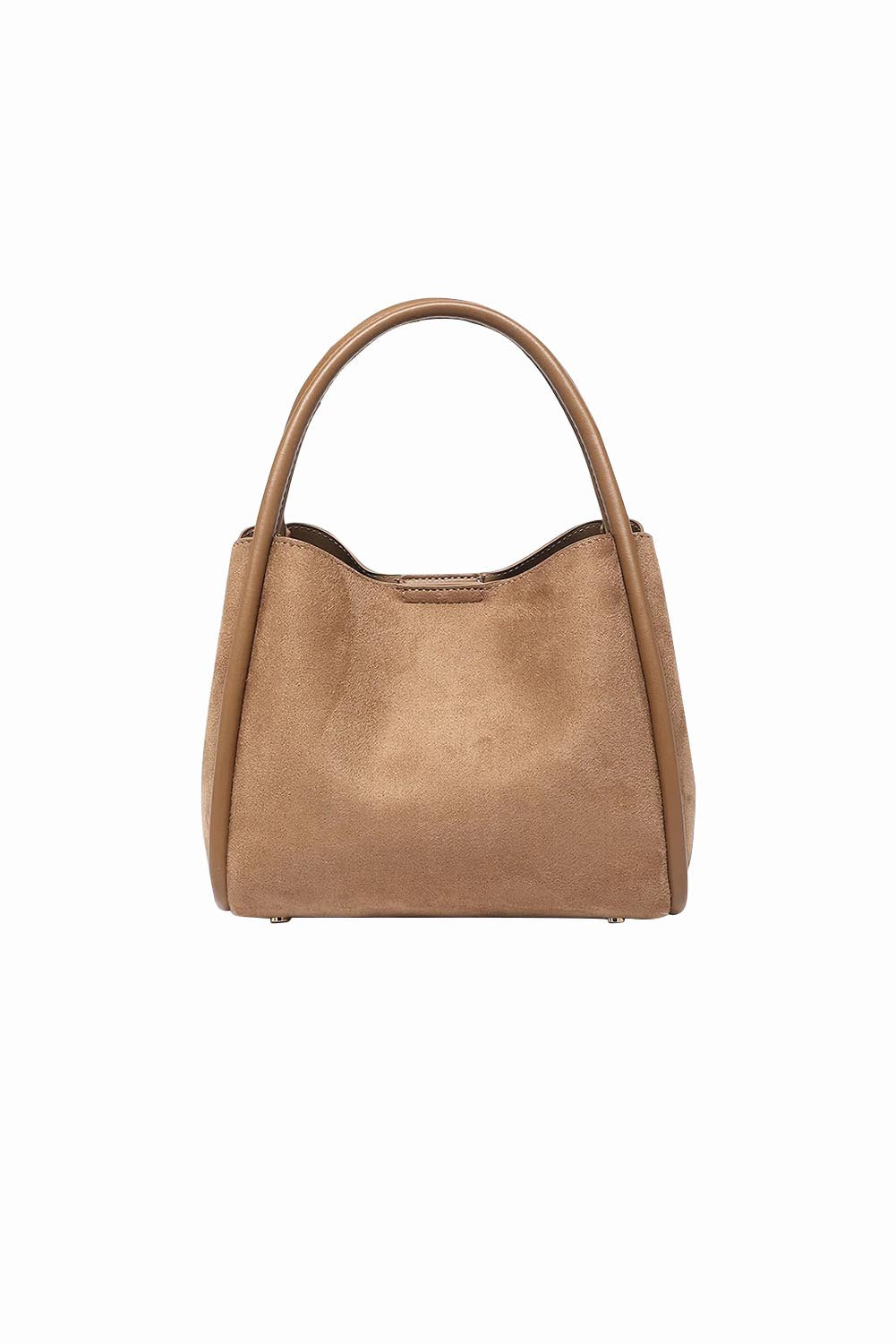 Product shot of the Steffie Suedette Mini Tote Bag in colour Honey, from the back