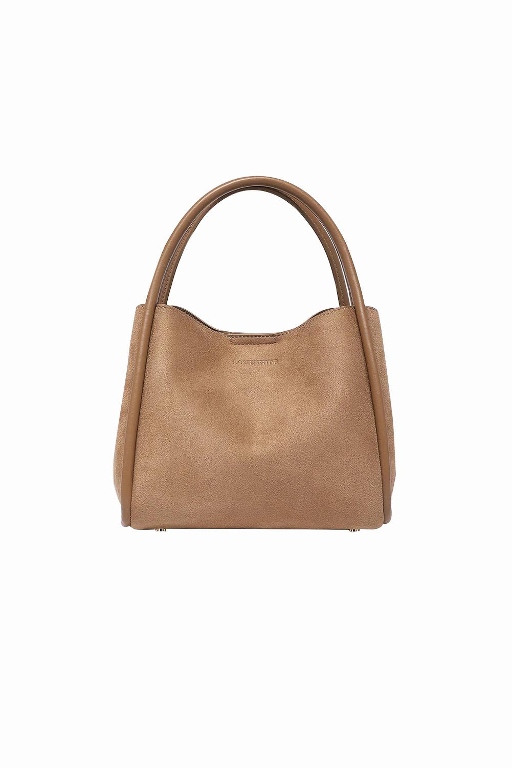 Product shot of the Steffie Suedette Mini Tote Bag in colour Honey, detail