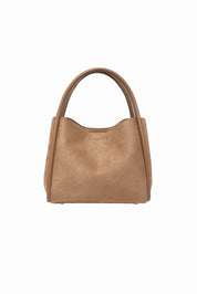 Product shot of the Steffie Suedette Mini Tote Bag in colour Honey, detail