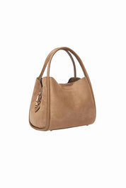 Product shot of the Steffie Suedette Mini Tote Bag in colour Honey, detail