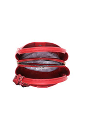 Product shot of the Steffie Mini Tote Bag - Red in colour Red, showing detail
