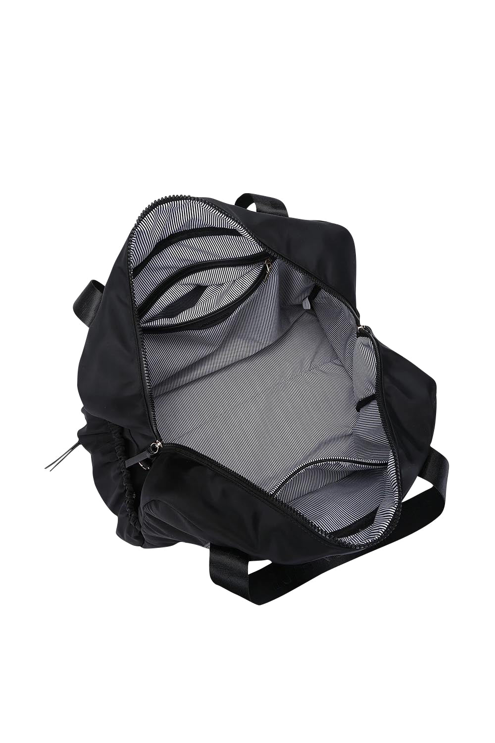 Product shot of the Jenn Nylon Travel Bag - Black in colour Black, from the back