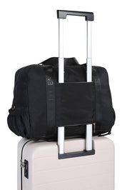 Product shot of the Jenn Nylon Travel Bag - Black in colour Black, showing detail