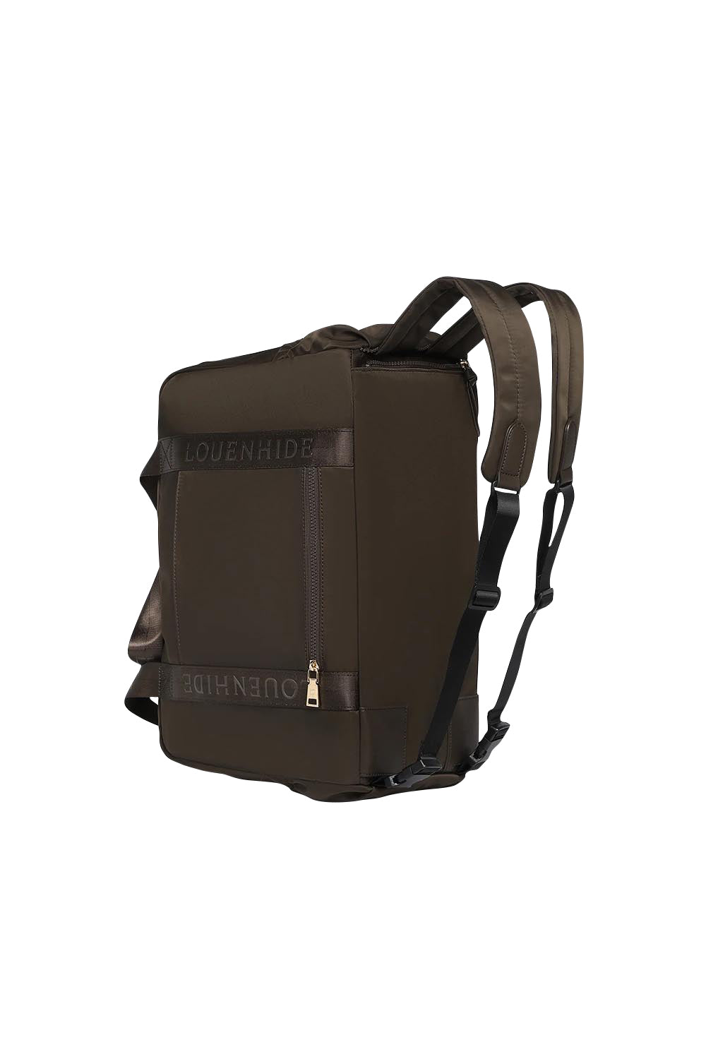 Product shot of the Jenn Nylon Travel Bag - Chocolate in colour Chocolate, from the back