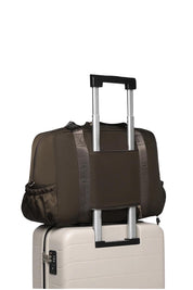 Product shot of the Jenn Nylon Travel Bag - Chocolate in colour Chocolate, showing detail