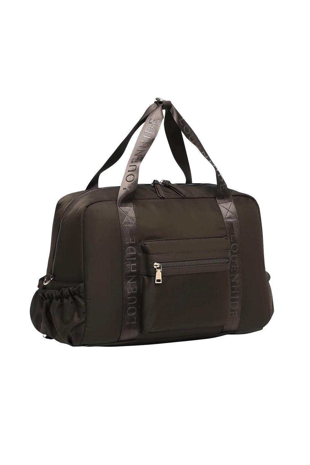 Product shot of the Jenn Nylon Travel Bag - Chocolate in colour Chocolate, showing detail