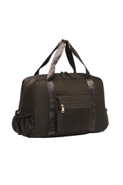 Product shot of the Jenn Nylon Travel Bag - Chocolate in colour Chocolate, showing detail