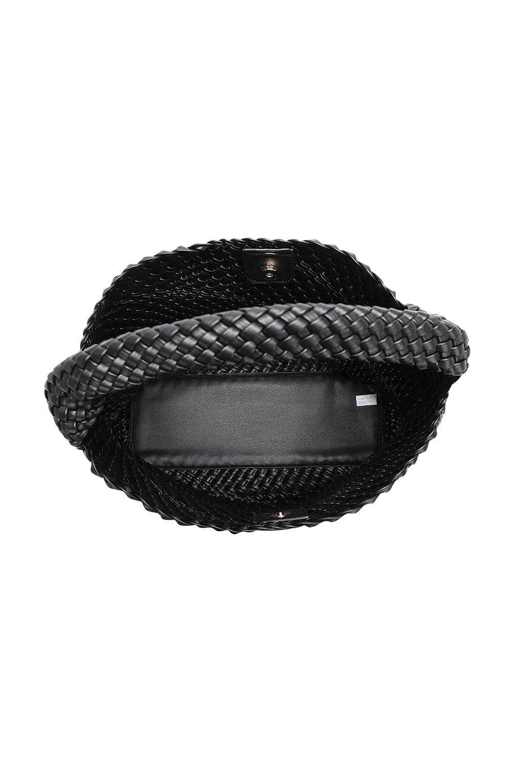Product shot of the Gabby Woven Shoulder Bag in colour Black (Black), detail