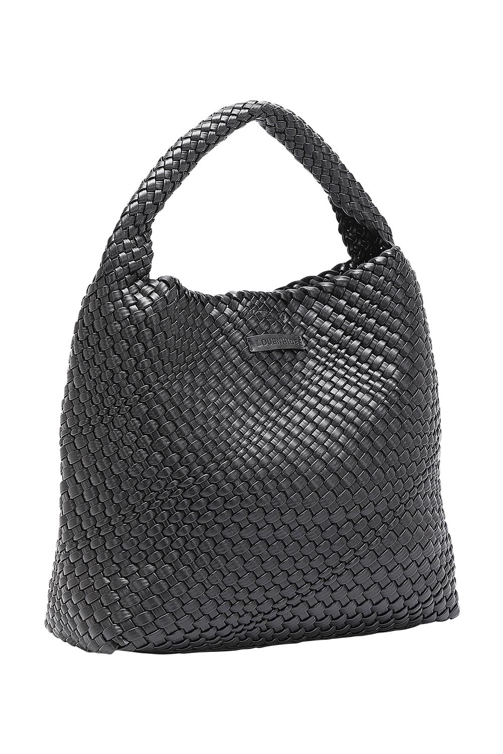 Product shot of the Gabby Woven Shoulder Bag in colour Black (Black), detail