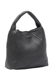 Product shot of the Gabby Woven Shoulder Bag in colour Black (Black), detail