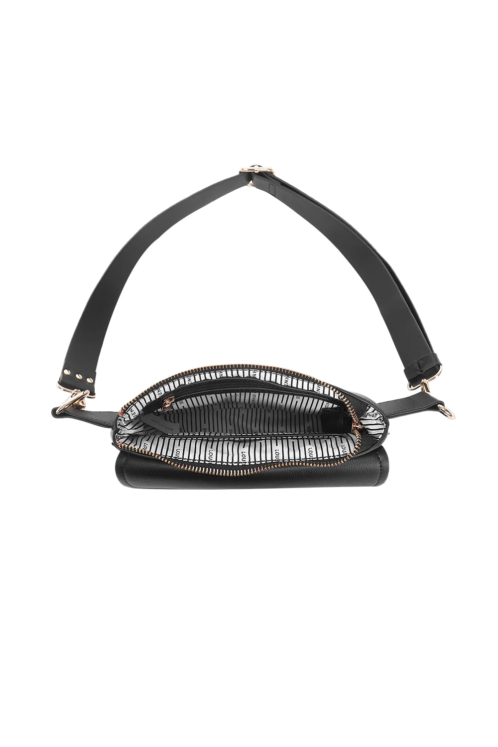 Product shot of the Lola Belt Bag - Black in colour Black, from the back