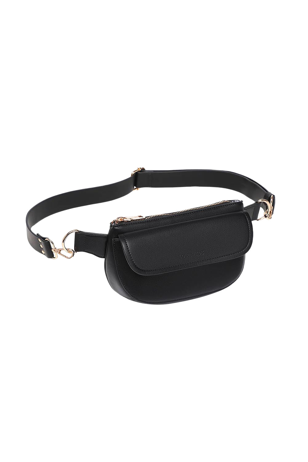 Product shot of the Lola Belt Bag - Black in colour Black, showing detail