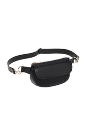 Product shot of the Lola Belt Bag - Black in colour Black, showing detail