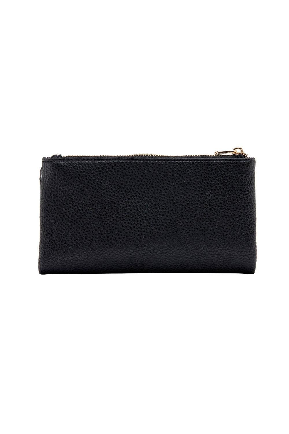 Product shot of the Stella Fold Over Wallet in colour Black (Black), from the back