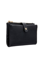 Product shot of the Stella Fold Over Wallet in colour Black (Black), detail