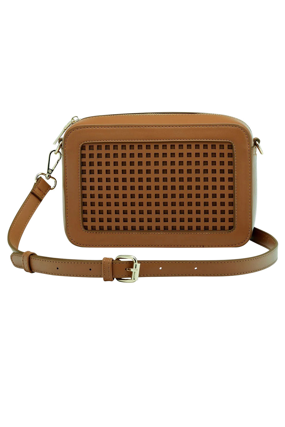 Product shot of the Giselle Crossbody Bag in colour Tan, from the front