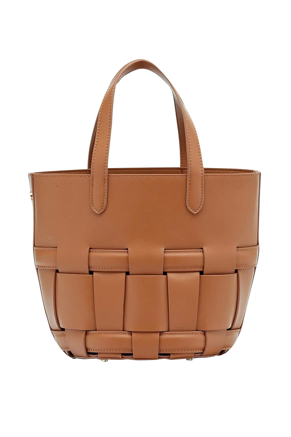 Product shot of the Bettina Bucket Bag in colour Tan, from the back