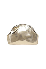 Product shot of the Lotus Clutch Bag in colour Gold (Metallics), from the back