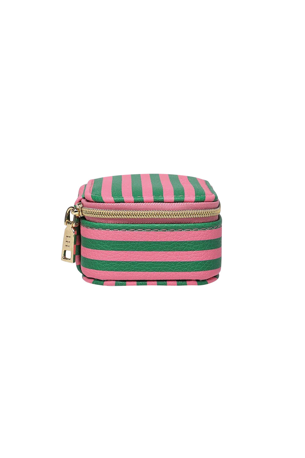 Product shot of the Suzie Stripe Jewellery Box - Greenpinkstripe in colour Greenpinkstripe, showing detail