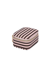 Product shot of the Suzie Stripe Jewellery Box - Pinkchocstripe in colour Pinkchocstripe, showing detail