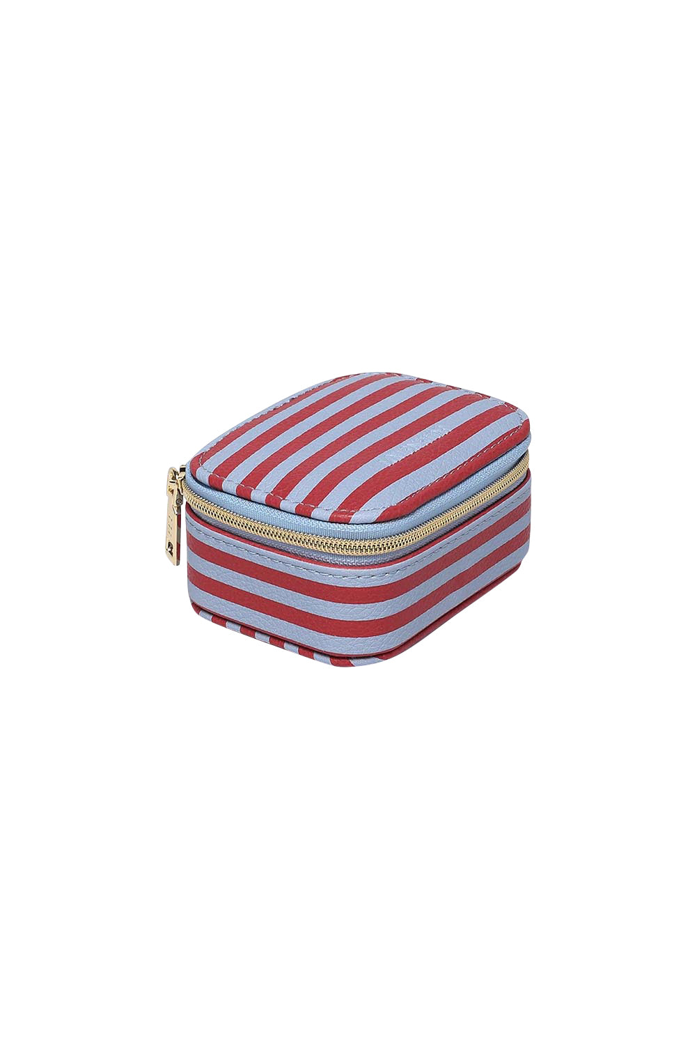 Product shot of the Suzie Stripe Jewellery Box - Redskystripe in colour Redskystripe, showing detail