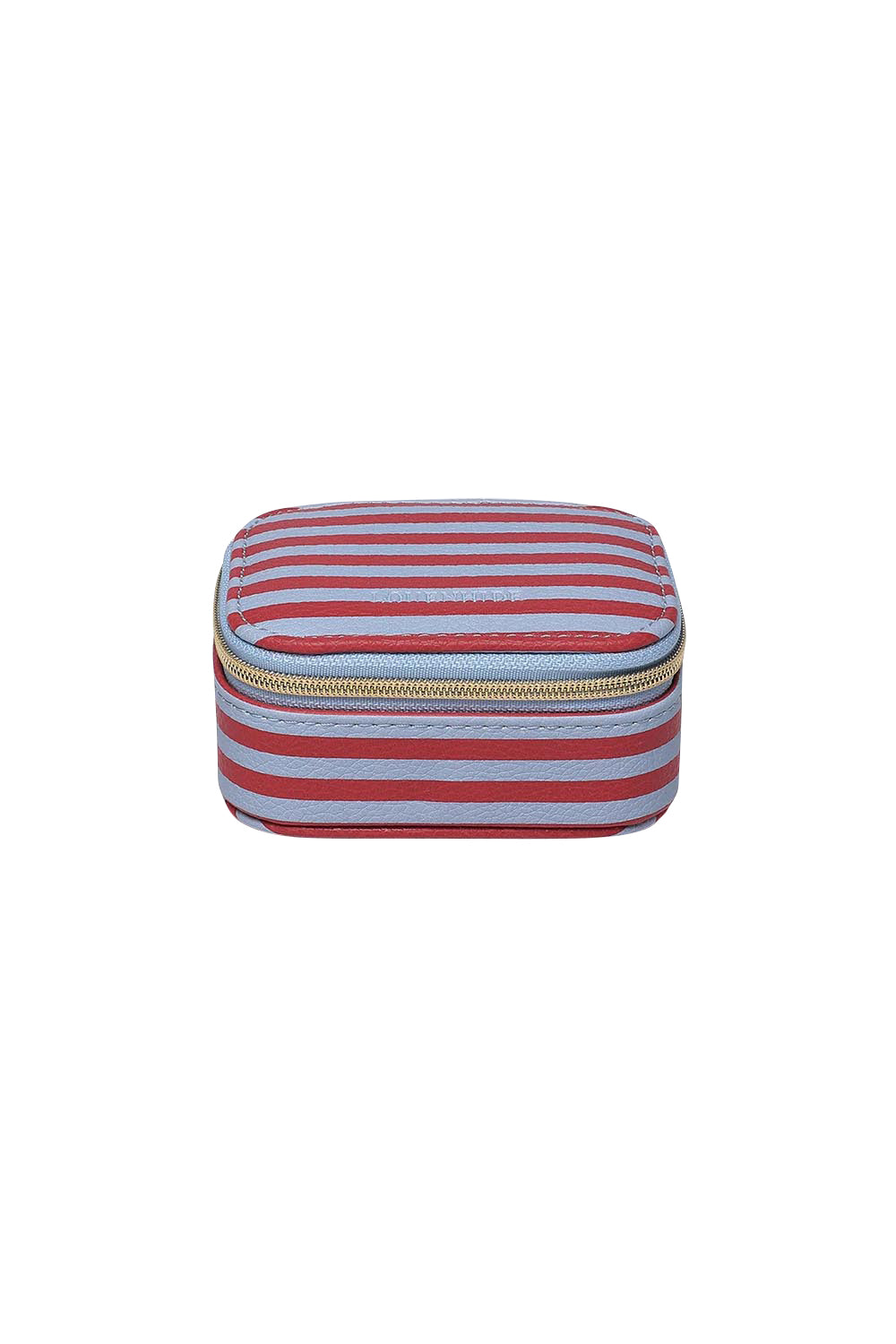 Product shot of the Suzie Stripe Jewellery Box - Redskystripe in colour Redskystripe, from the front