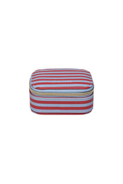 Product shot of the Suzie Stripe Jewellery Box - Redskystripe in colour Redskystripe, from the front