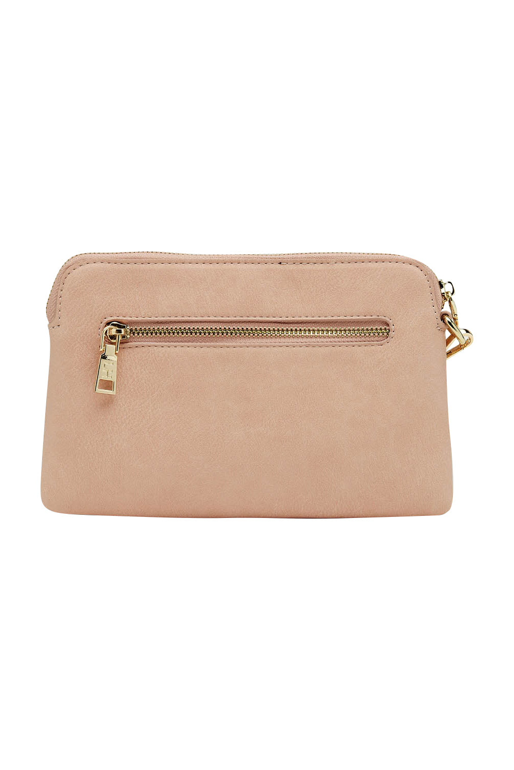 Product shot of the Mandy Clutch in colour Blush (Pink), from the back