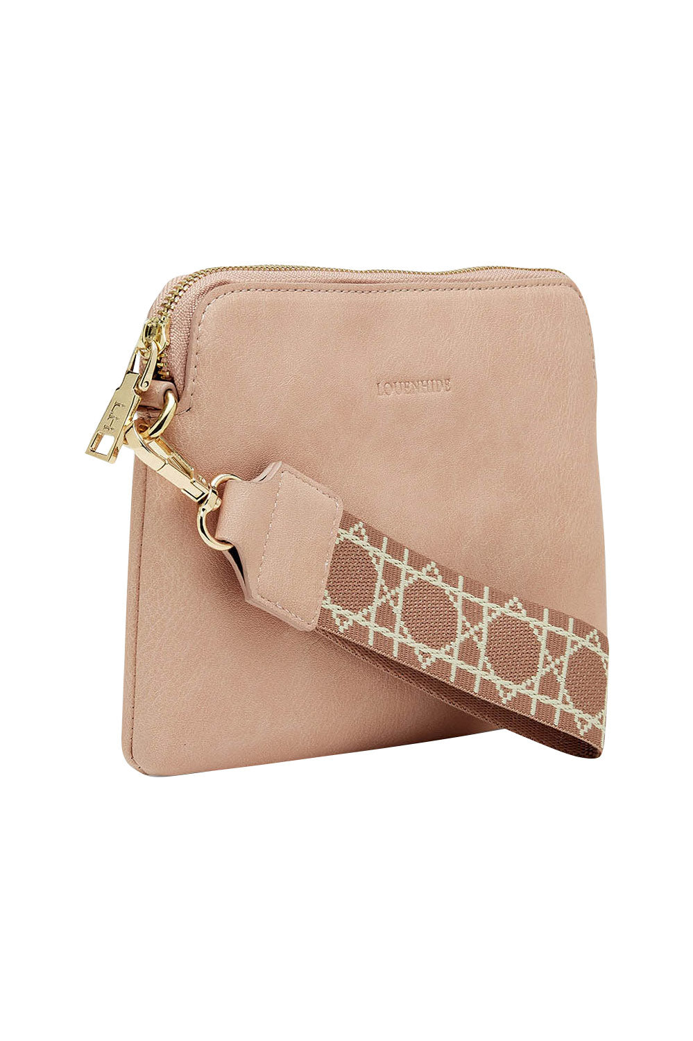 Product shot of the Mandy Clutch in colour Blush (Pink), detail