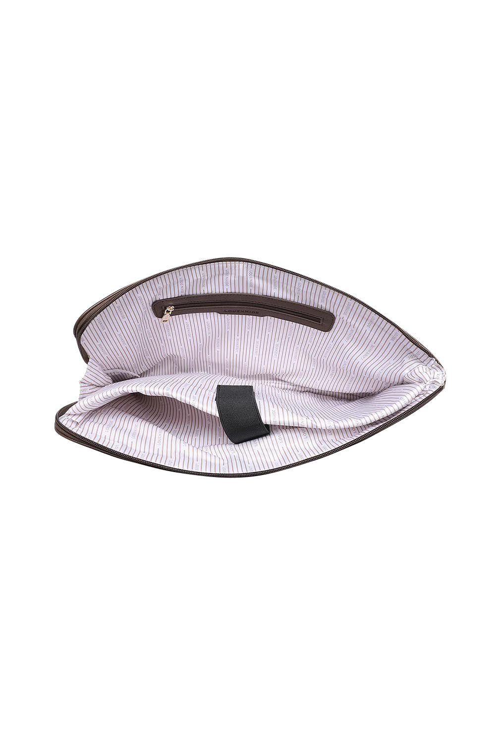 Product shot of the Liv Laptop Sleeve in colour Chocolate, detail