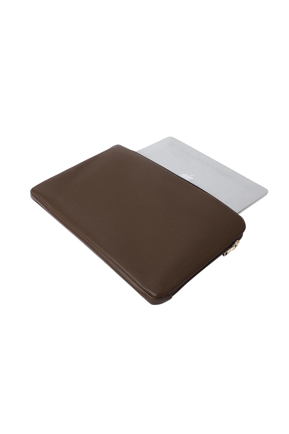 Product shot of the Liv Laptop Sleeve in colour Chocolate, detail