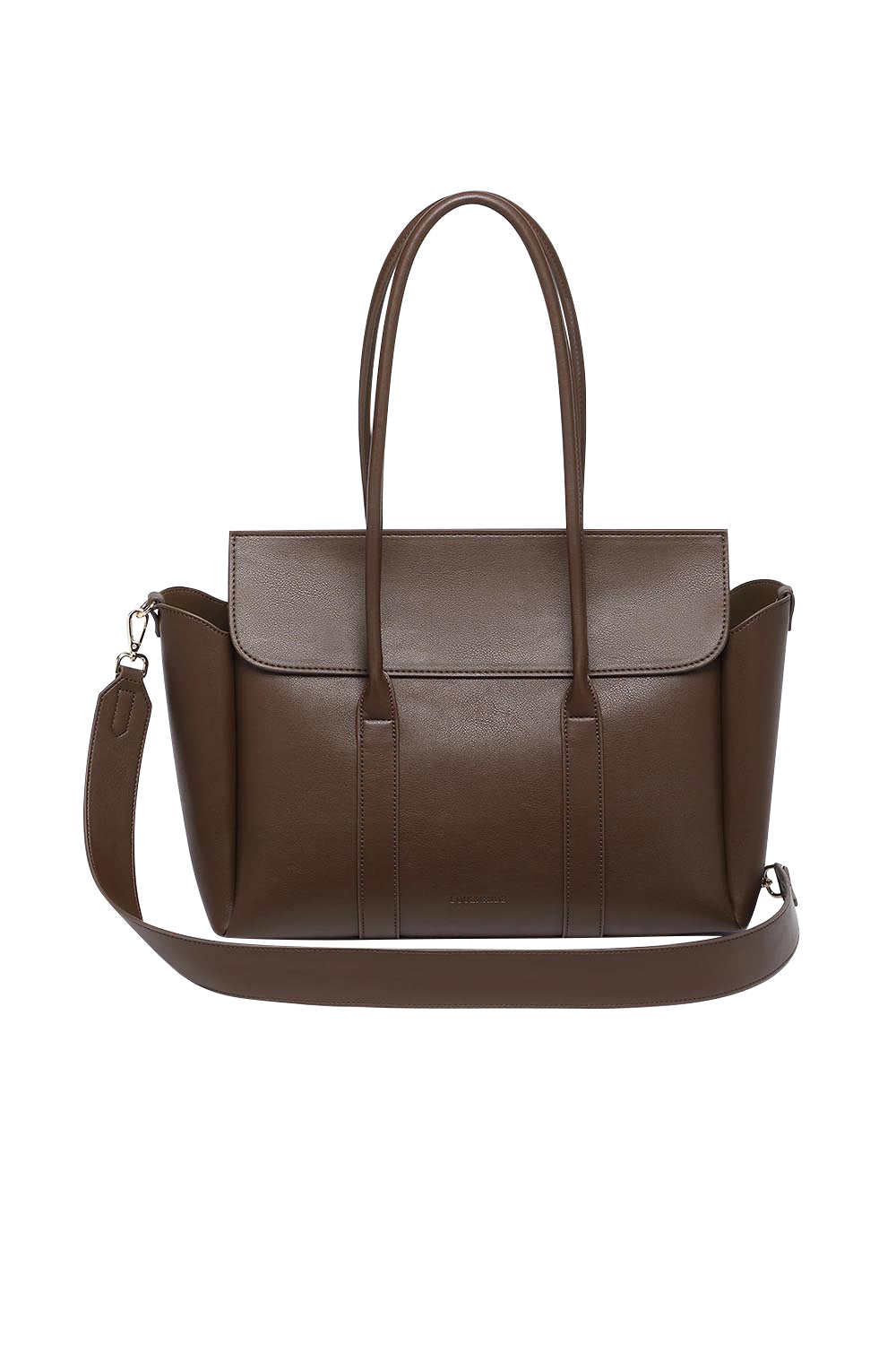 Product shot of the Leighton Tote Bag in colour Chocolate, from the front