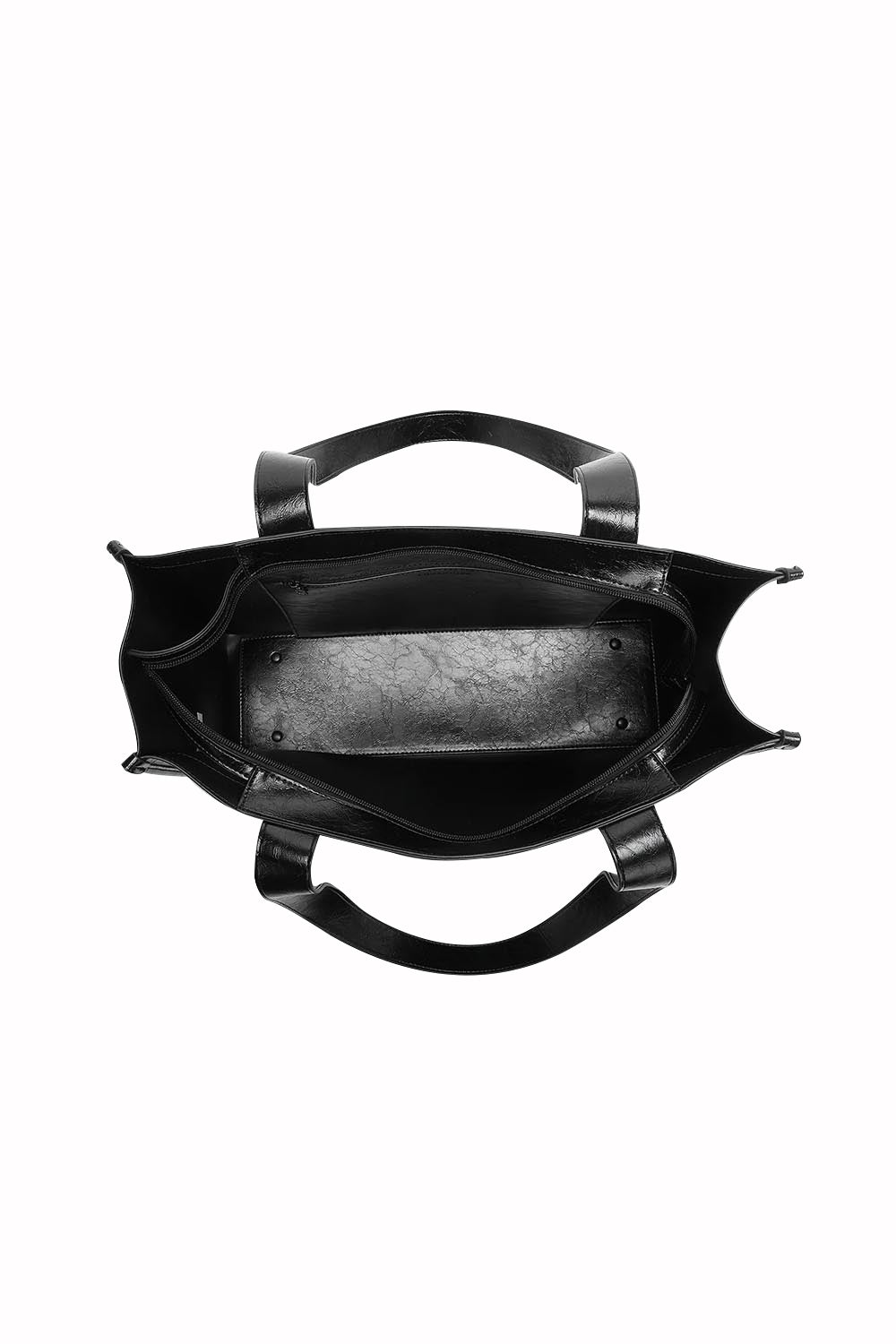 Product shot of the Riley Tote Bag in colour Blackpaten (Black), detail