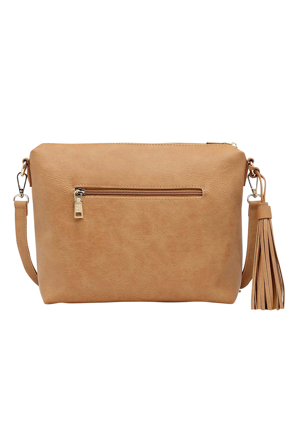 Product shot of the Daisy Crossbody Bag in colour CamelPink, from the back