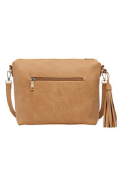 Product shot of the Daisy Crossbody Bag in colour CamelPink, from the back