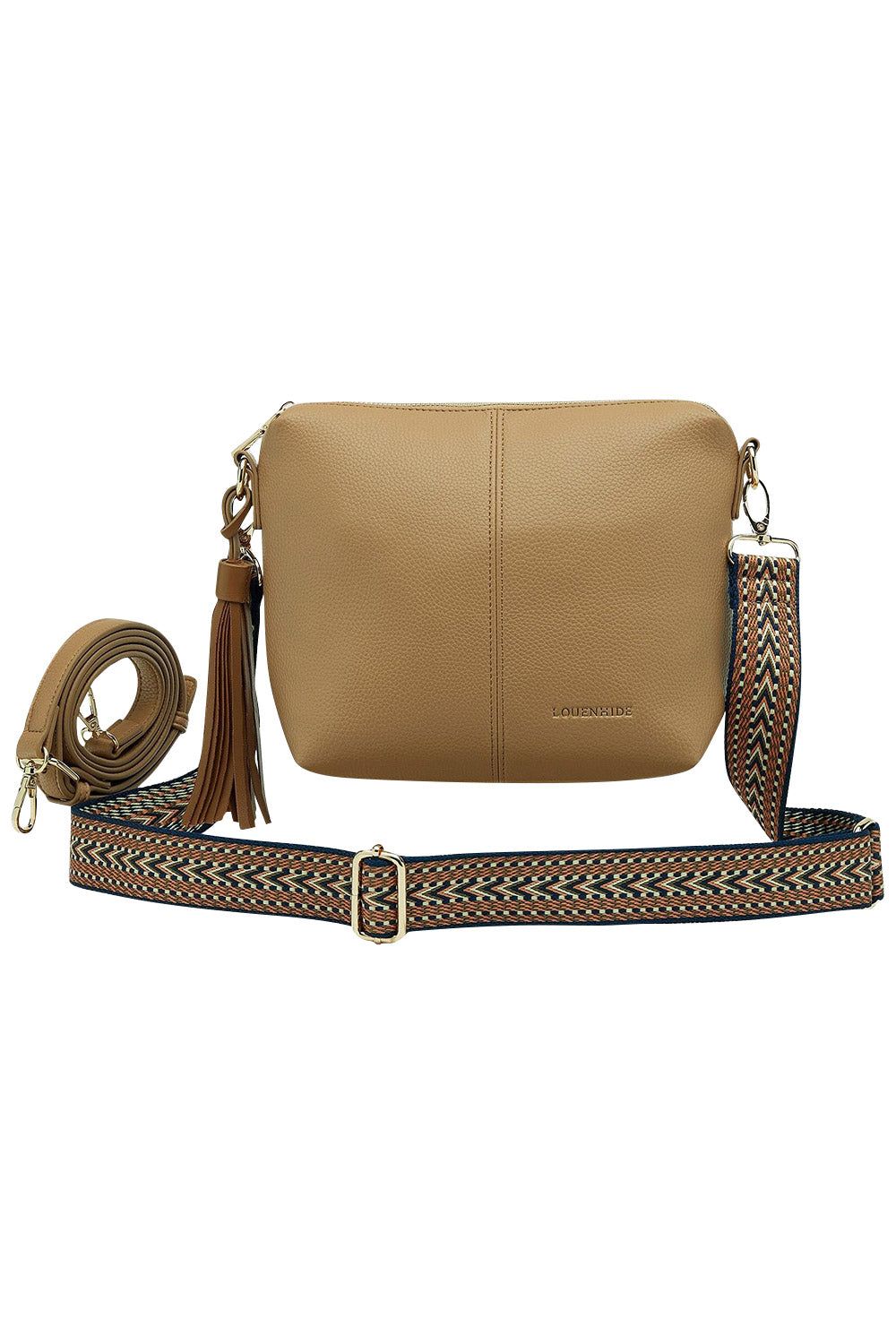 Product shot of the Kasey Crossbody Bag in colour Latte, detail