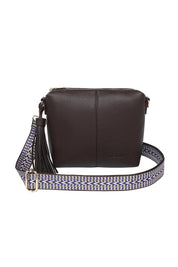 Product shot of the Kasey Crossbody Bag - Chocolate in colour Chocolate, showing detail