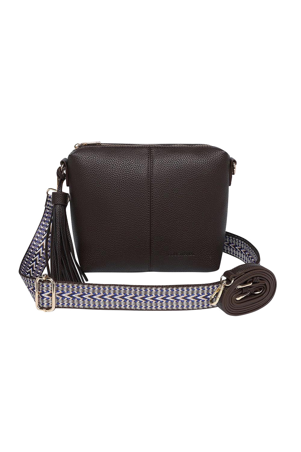Product shot of the Kasey Crossbody Bag - Chocolate in colour Chocolate, from the front