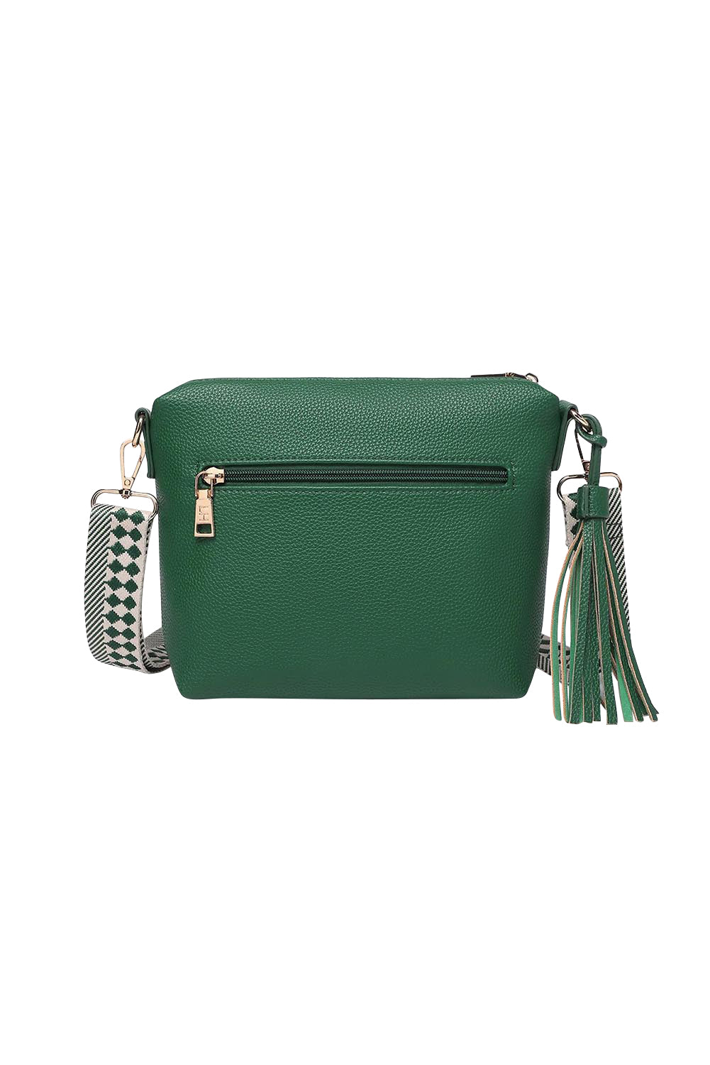 Product shot of the Kasey Crossbody Bag - Green in colour Green, from the back