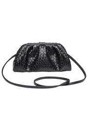 Product shot of the Macy Woven Clutch in colour Black (Black), detail
