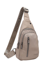 Product shot of the Boyd Nylon Sling Bag in colour Beige, detail