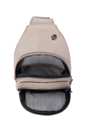 Product shot of the Boyd Nylon Sling Bag in colour Beige, detail