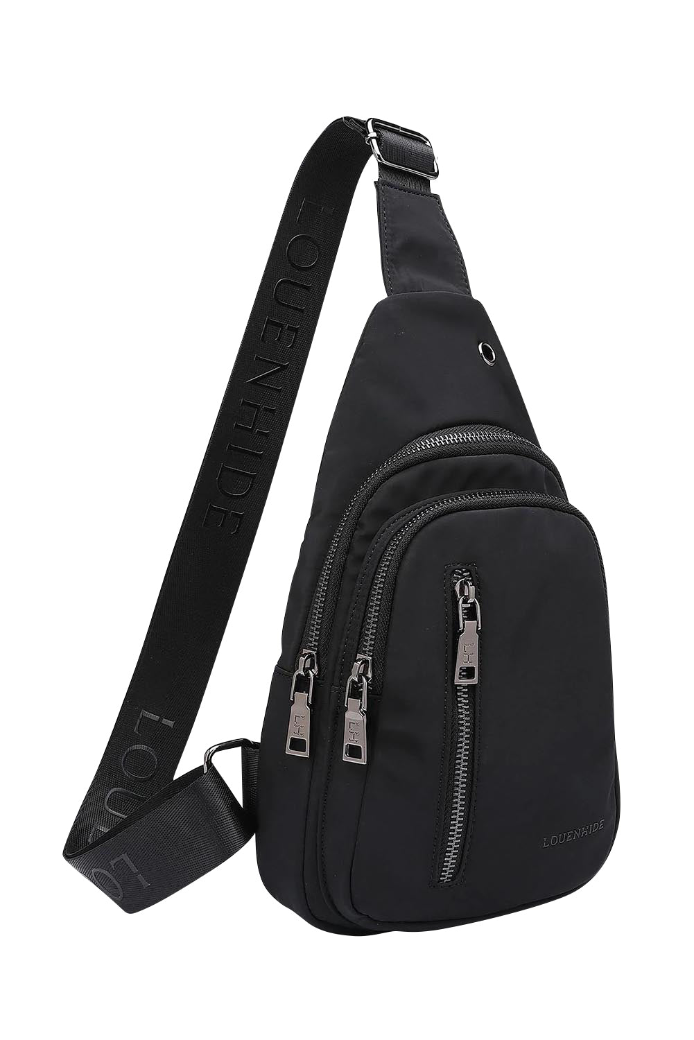 Product shot of the Boyd Nylon Sling Bag in colour Black (Black), detail