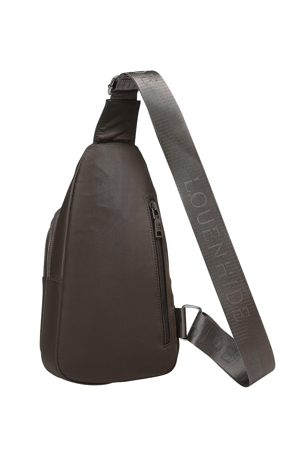 Product shot of the Boyd Nylon Sling Bag in colour Chocolate, from the back