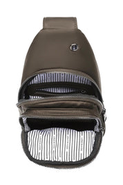 Product shot of the Boyd Nylon Sling Bag in colour Chocolate, detail