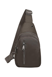 Product shot of the Boyd Nylon Sling Bag in colour Chocolate, from the front
