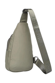 Product shot of the Boyd Nylon Sling Bag in colour Khaki (Green), from the back