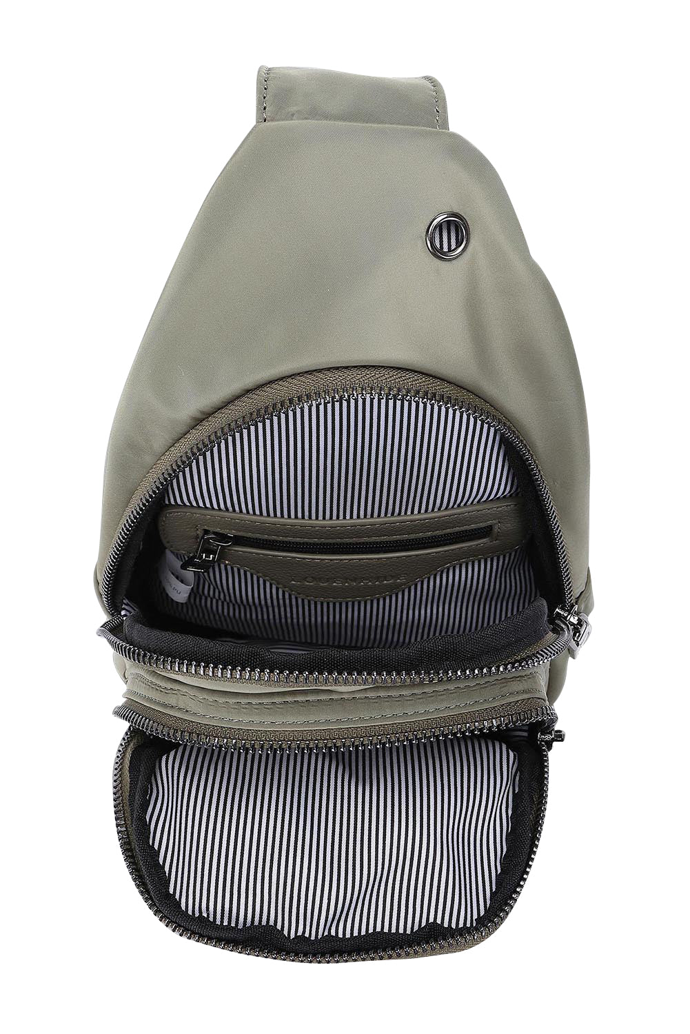 Product shot of the Boyd Nylon Sling Bag in colour Khaki (Green), detail