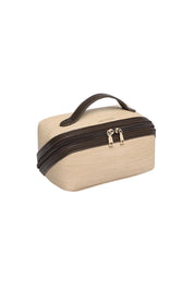 Product shot of the Ellis Makeup Bag - Naturalchocolate in colour Naturalchocolate, showing detail