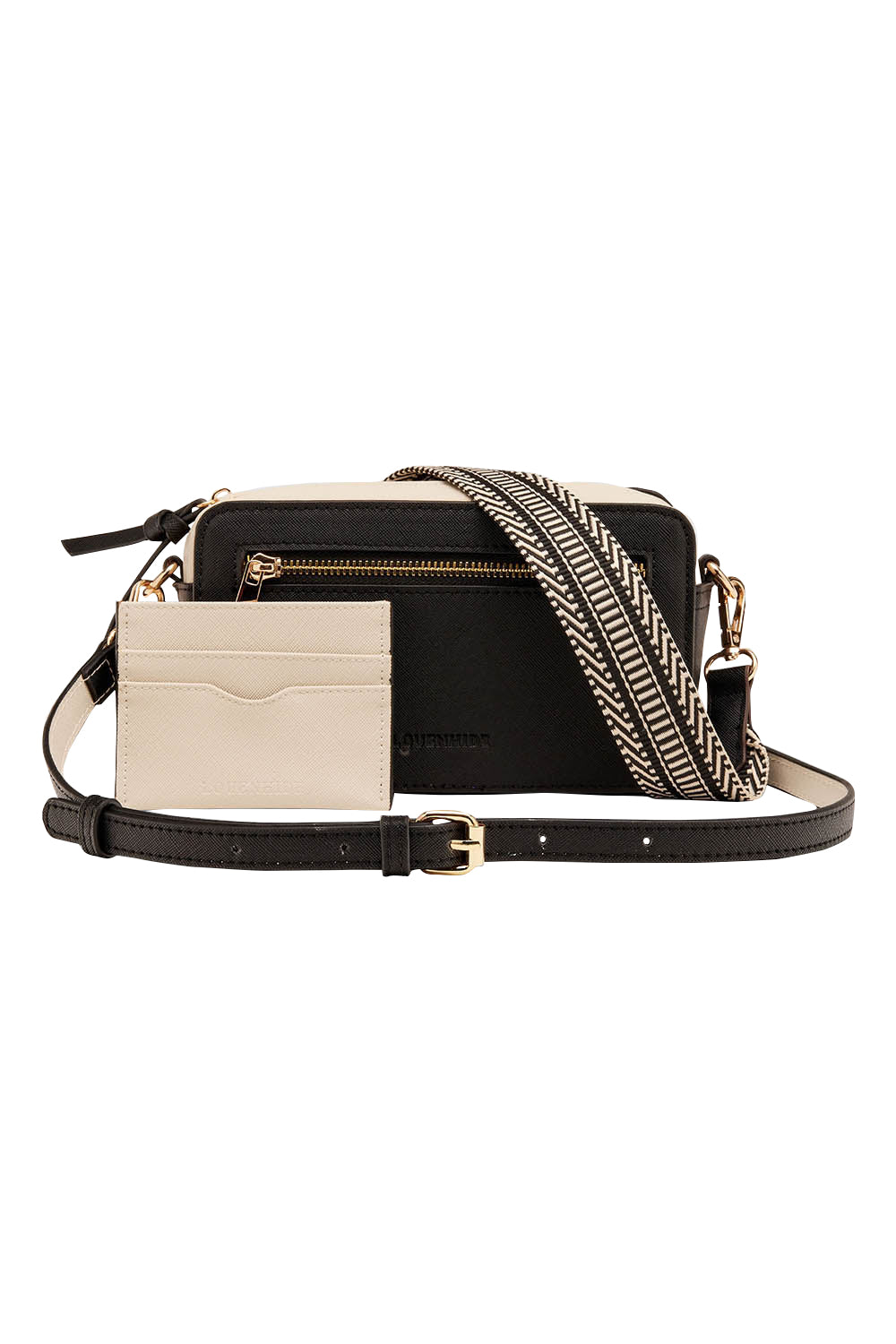 Product shot of the Xanthe Crossbody Bag in colour Black (Black), from the front